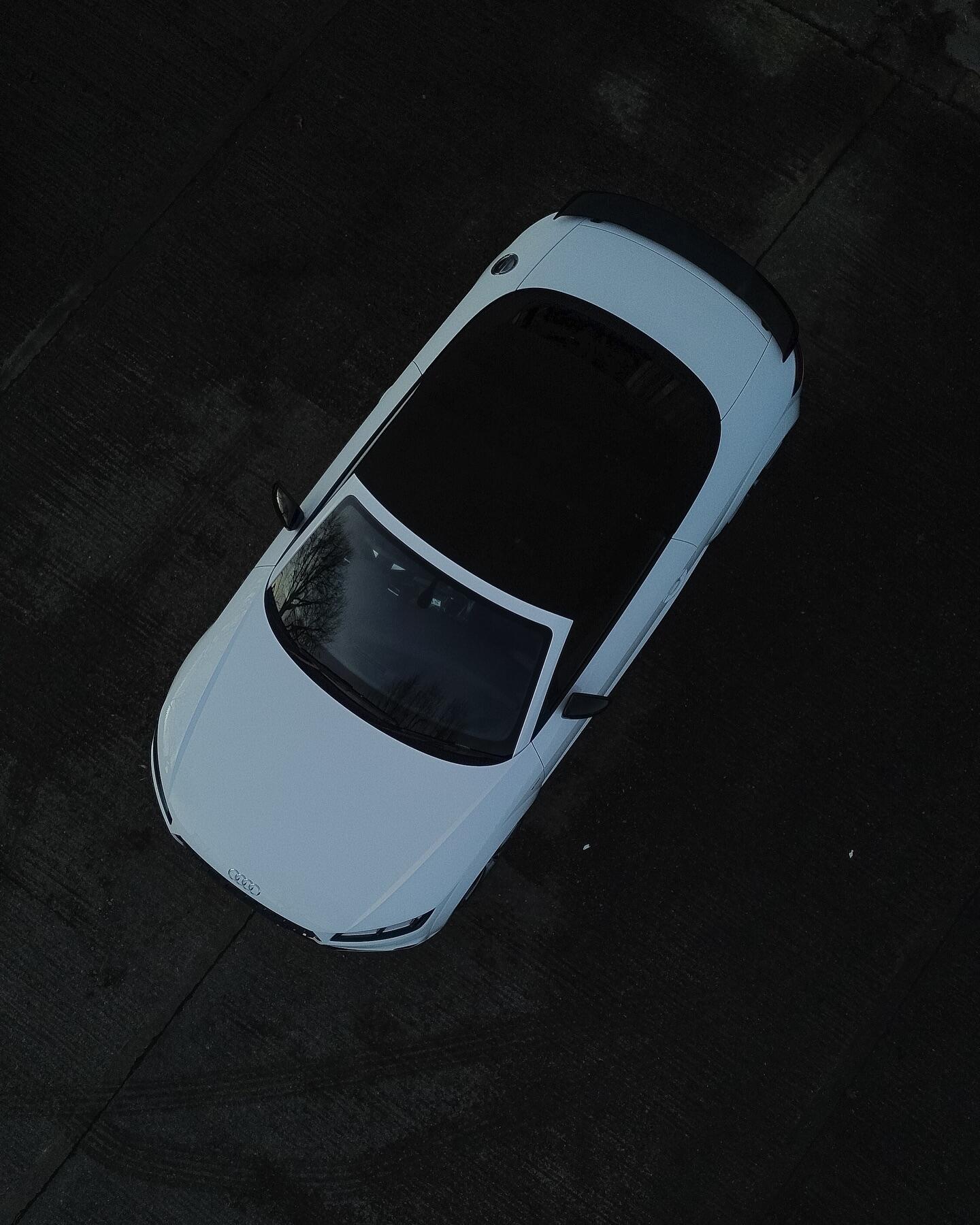 Audi TT dark aerial shot at workshop