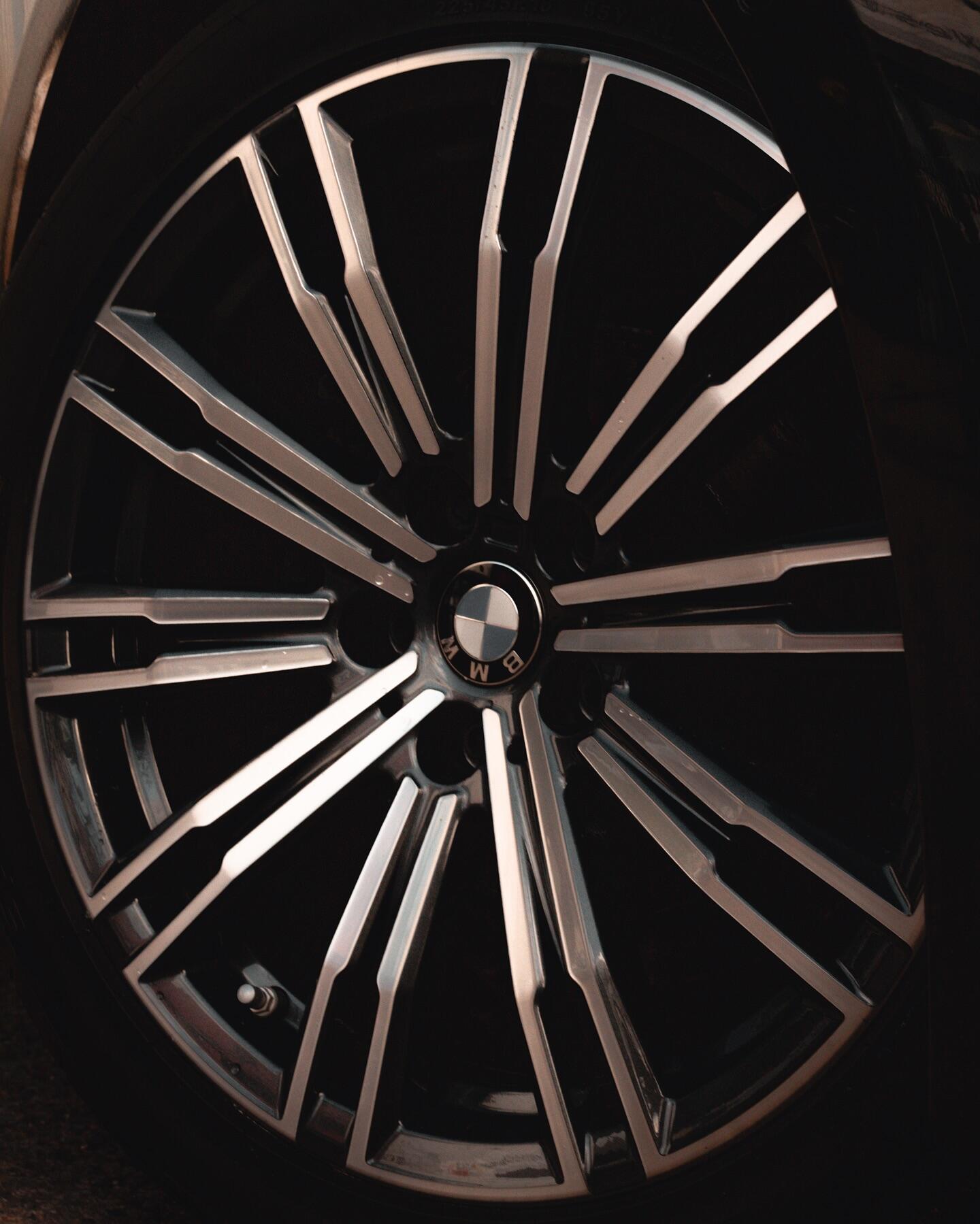 BMW alloy wheel face close-up showing refurbishment quality