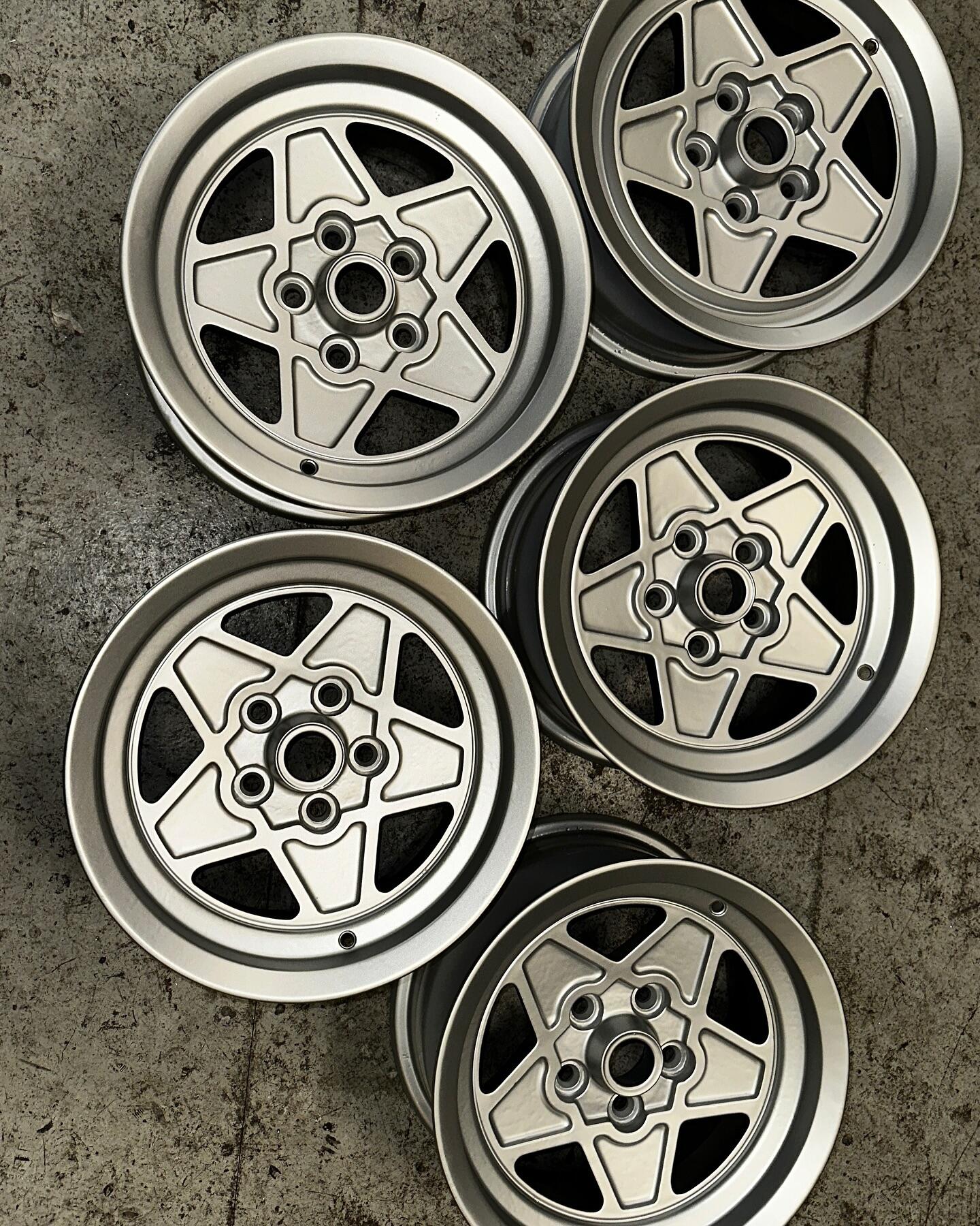 Set of classic alloy wheels fully restored by South West Alloys