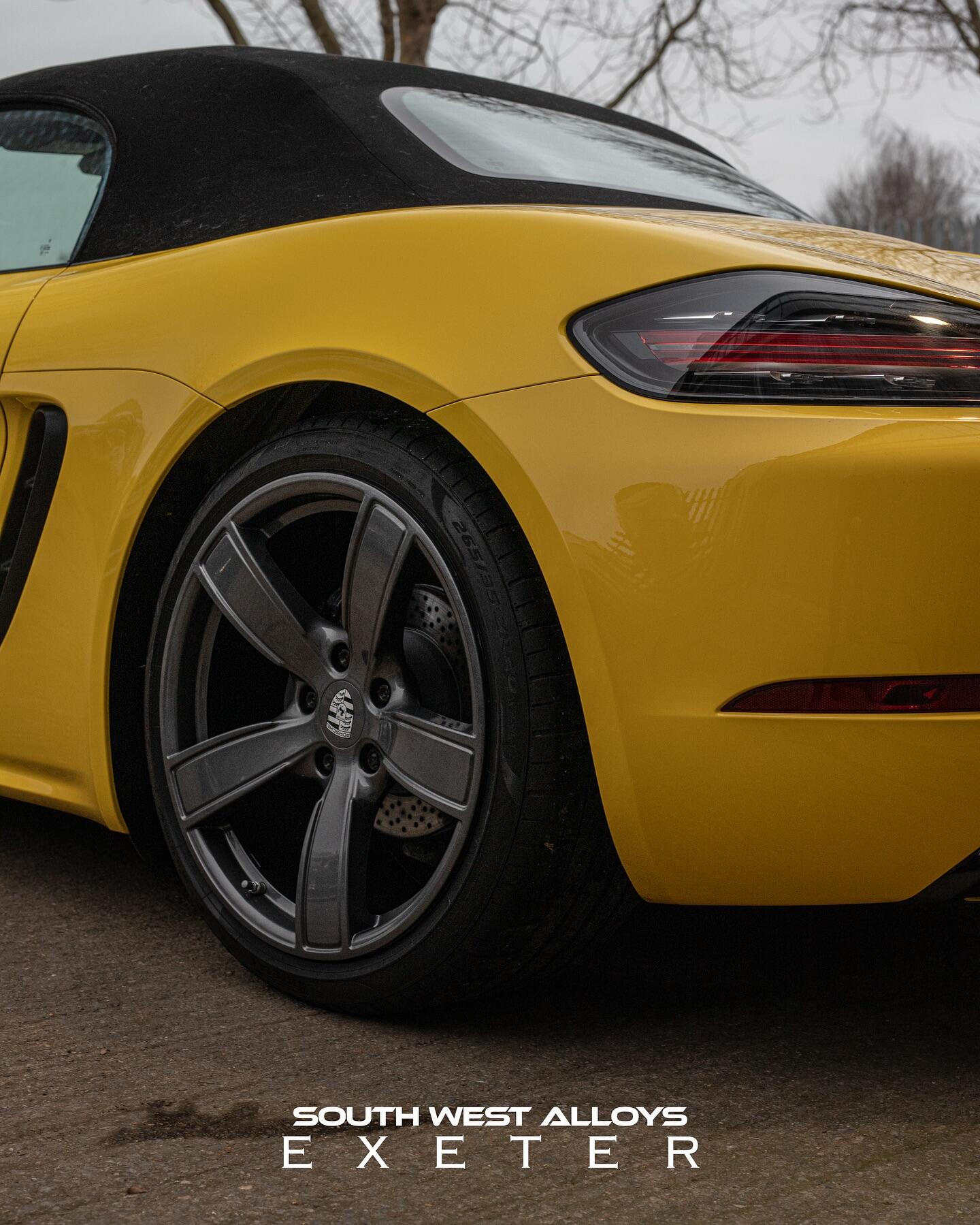 Porsche Boxster rear wheel close-up after refurbishment