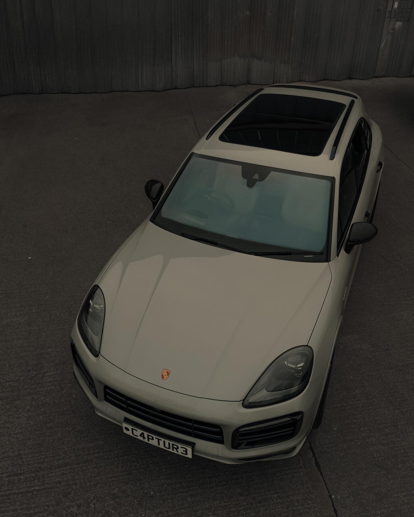 Porsche Cayenne Chalk aerial view at workshop